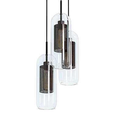 Modern Steel Glass Ceiling Light 3D model image 1 