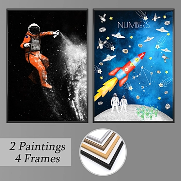 Elegant Wall Art Set with Frame Options 3D model image 1 