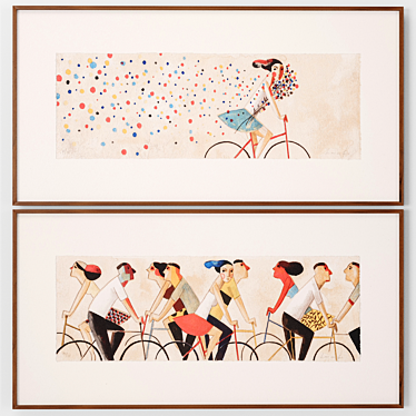 Colorful Bicyclist Art Frames 3D model image 1 