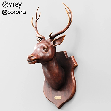 Rustic Wooden Deer Sculpture 3D model image 1 