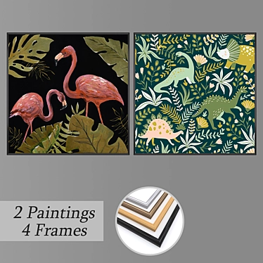 Modern Wall Art Set with Frames 3D model image 1 