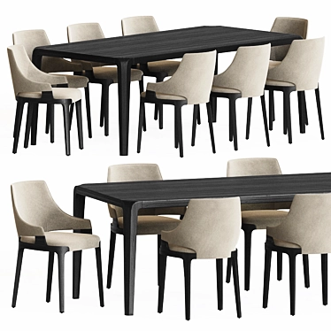 Elegant Dining Set: Velis Dining Chair & Eiles Dining Table 3D model image 1 