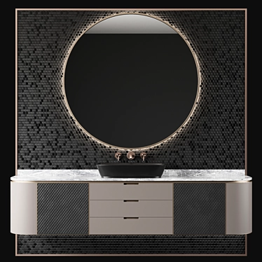 Hexagon Mirror Bathroom Console 3D model image 1 