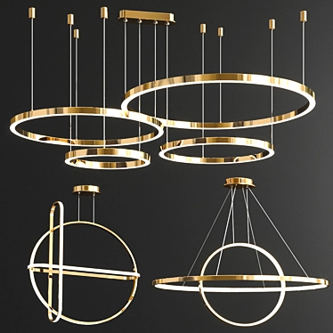 Elegant Ring Chandelier Collection 3D model image 1 