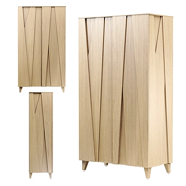 Modern Oak Wardrobe with Glass Shelves 3D model image 1 