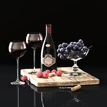 Elegant Wine Decor Set 3D model image 1 