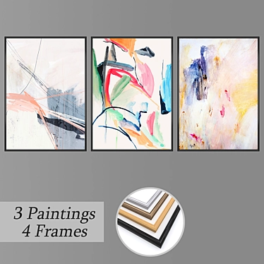 Artistic Wall Paintings Set 3D model image 1 