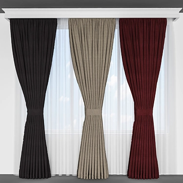 Elegant Drapery Model - 280cm x 250cm 3D model image 1 