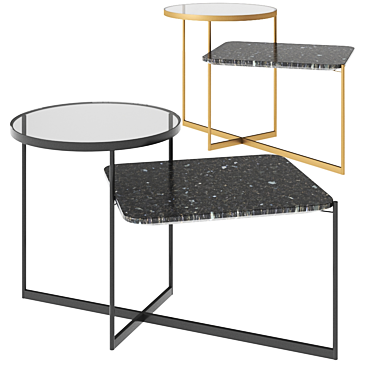 Modern Mohana Side Table: Stylish Glass and Marble Design 3D model image 1 