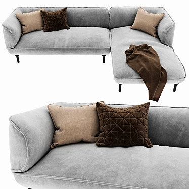 Modern Wood and Fabric Sofa 3D model image 1 