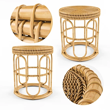 Elegant Rattan Bamboo Side Table 3D model image 1 