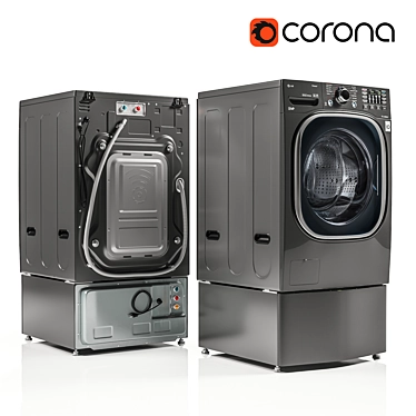 LG Twinwash WM4370HKA: The Ultimate Laundry Power Duo 3D model image 1 