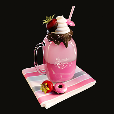 Strawberry Bliss Milkshake 3D model image 1 