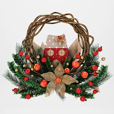 Festive Holiday Wreath - 550mm x 550mm 3D model image 1 