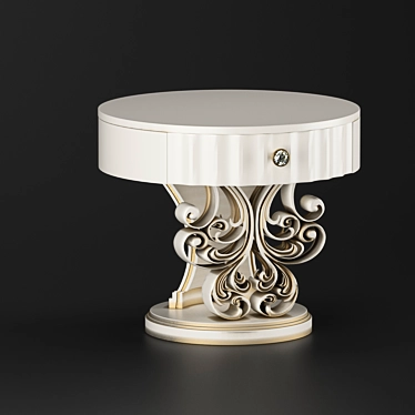 Classic White Gold Patina Bedside Table 3D model image 1 