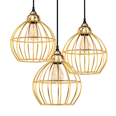 Gilded Cage Pendant Light 3D model image 1 