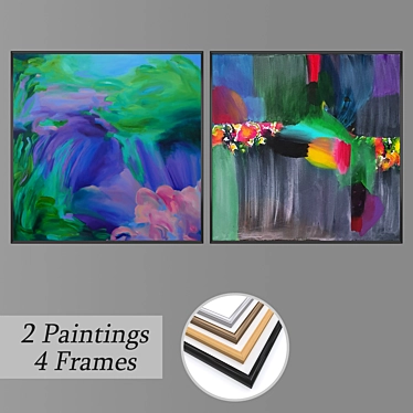 Elegant Wall Painting Set 3D model image 1 