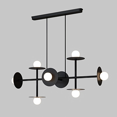 Modern Metal and Glass Ball Chandelier 3D model image 1 