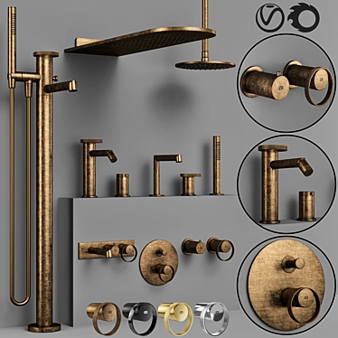 Gessi Anello Bathroom Faucet Set 3D model image 1 