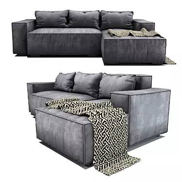Modern Cozy Sofa with Plaid 3D model image 1 