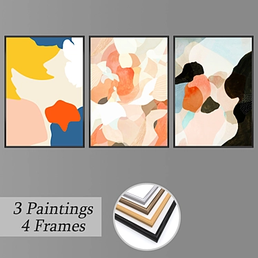 Modern Wall Painting Set 3D model image 1 