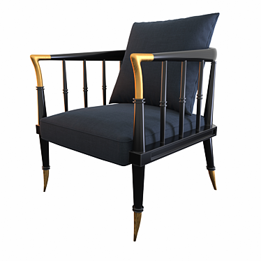Vintage Brass-Accented Armchair 3D model image 1 
