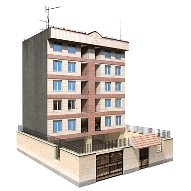 Realistic Low Poly Building Model 3D model image 1 