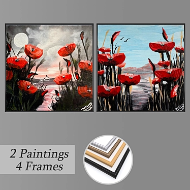 Elegant Wall Art Set with Multiple Frame Options 3D model image 1 