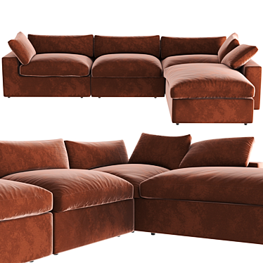 Luxury Amber Velvet Corner Sofa 3D model image 1 