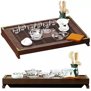 Chaban Tea Board Set: Elegant Ceremonial Utensils 3D model image 1 