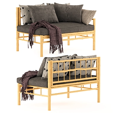 Natural Bamboo Lounge Sofa 3D model image 1 