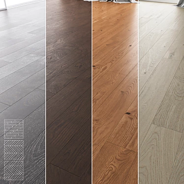 Premium Wood Flooring Set: 4 Styles & 3 Patterns 3D model image 1 