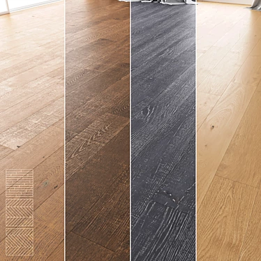 Premium Wood Floor Set: Variety of Oak, Brick, Chevron Patterns 3D model image 1 