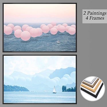 Modern Wall Art Set with Frame Options 3D model image 1 