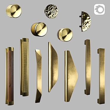 Brass Cabinet Handles Set 3D model image 1 