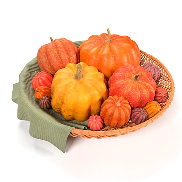 Rustic Pumpkin Basket 3D model image 1 
