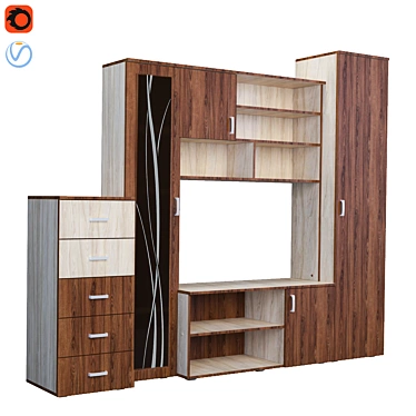 Modern 2014 Wardrobe: Stylish & Spacious 3D model image 1 