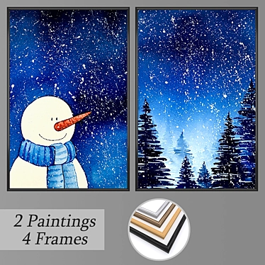 Multiframe Wall Paintings Set 3D model image 1 