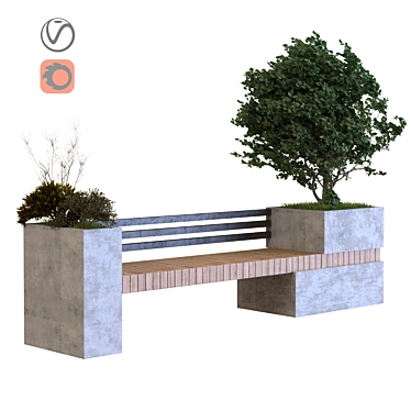 24-Piece Tree Set with Bench 3D model image 1 