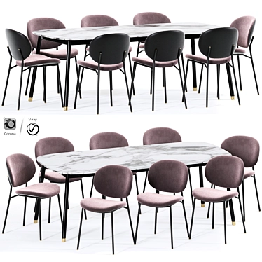 Stylish Ines Dining Table Set 3D model image 1 