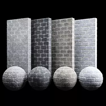  Split Cement Brick Tiles (4 Variations) 3D model image 1 