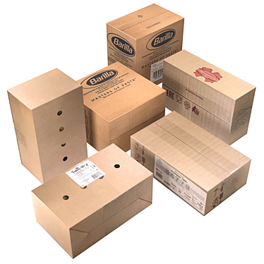 Low Poly Cardboard Boxes (3 pack) 3D model image 1 