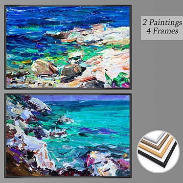 2-Piece Wall Paintings Set with 4 Frame Options 3D model image 1 