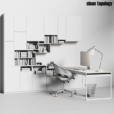 Modern Office Workspace Set 3D model image 1 