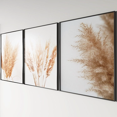 Posters in a metal frame. Dried flowers