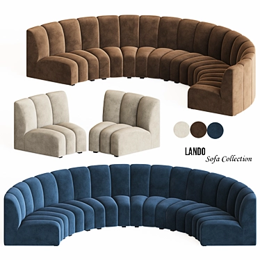 Elegant Velvet Modular Sofa 3D model image 1 