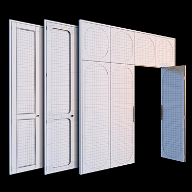 Stylish Rattan Door Set 3D model image 1 