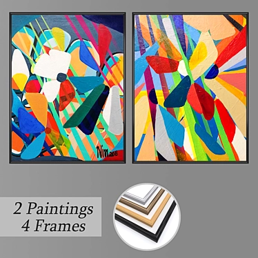 Abstract Wall Art Set with Multiple Frame Options 3D model image 1 