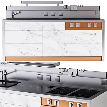 Luxury Kitchen Marrone+Mesubim 3D model image 1 