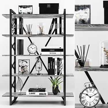 Contemporary Bookshelf Set: High Resolution, Vray+Corona Files 3D model image 1 